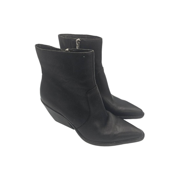 Via Spiga Dolce Vita Black Pointed Toe Wedge Heel Booties Size 7.5 - Picture 1 of 9